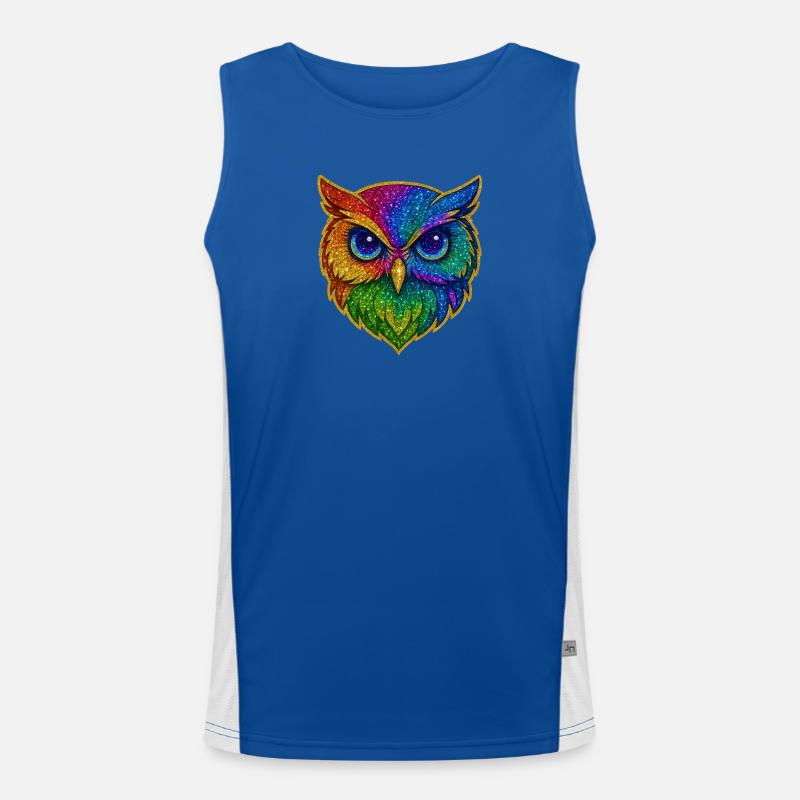 Eule | Waldkauz | Regenbogen Eulenzauber Funktionelles Kontrast-Tank Top für Männer 