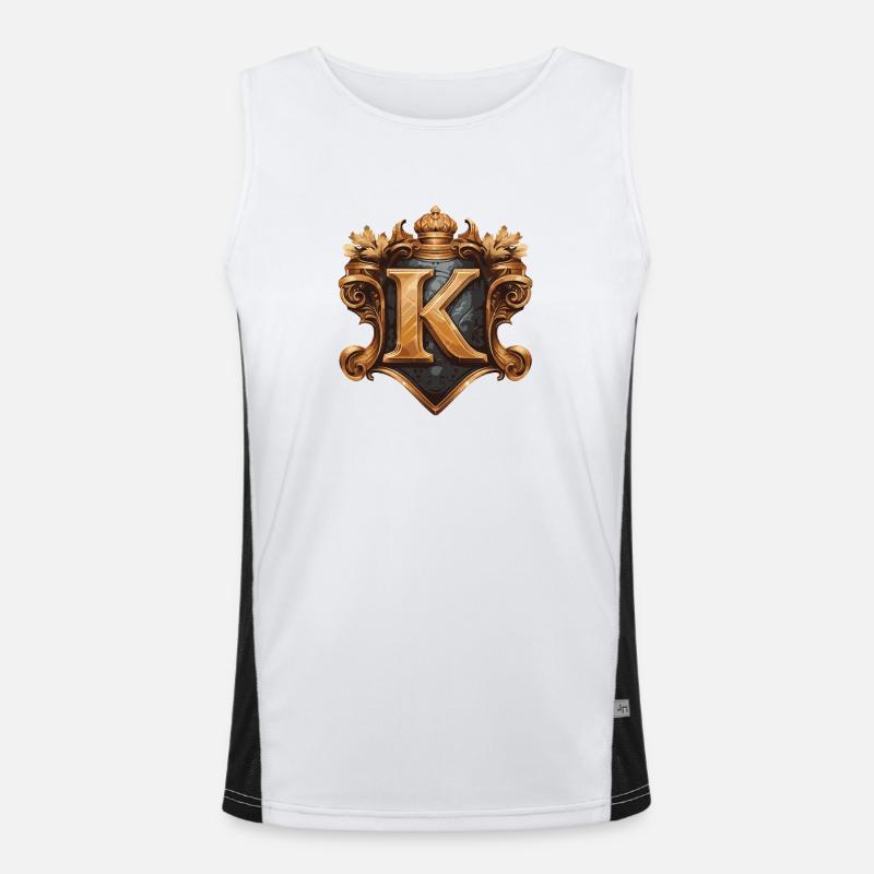 K Buchstabe Name Krone Funktionelles Kontrast-Tank Top für Männer 