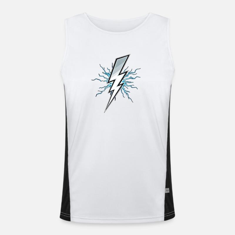 Blitz Blitzschlag Gewitter Strom Sturm Funktionelles Kontrast-Tank Top für Männer 
