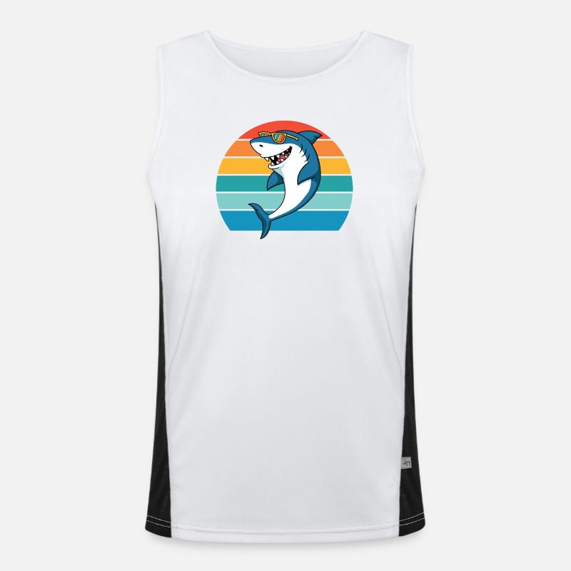 Shark, Sea Creature, Predator, Shark, Great White Shark Men's Functional Contrast Tank Top 