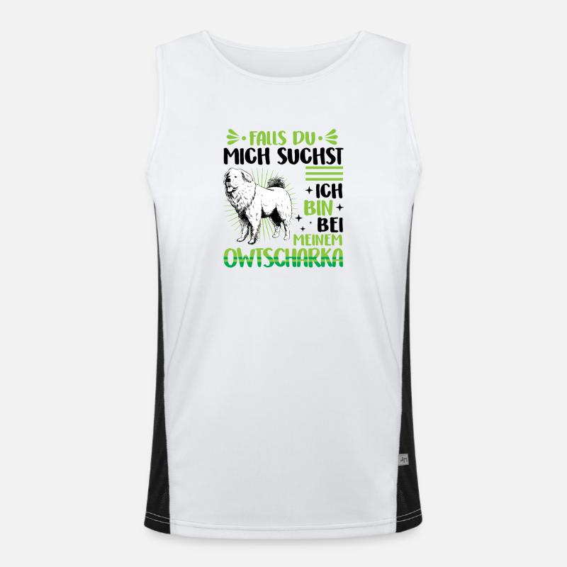 Bin bei meinem Kaukasischer Owtscharka Funktionelles Kontrast-Tank Top für Männer 