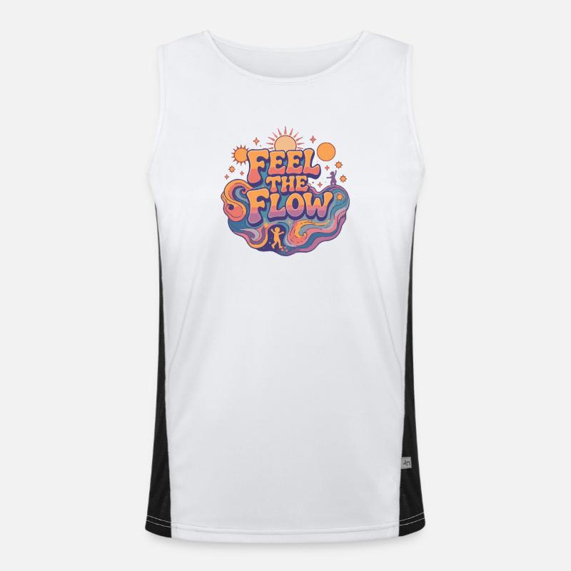 Psychedelic Retro – Feel the Flow - Men's Functional Contrast Tank Top - white/black