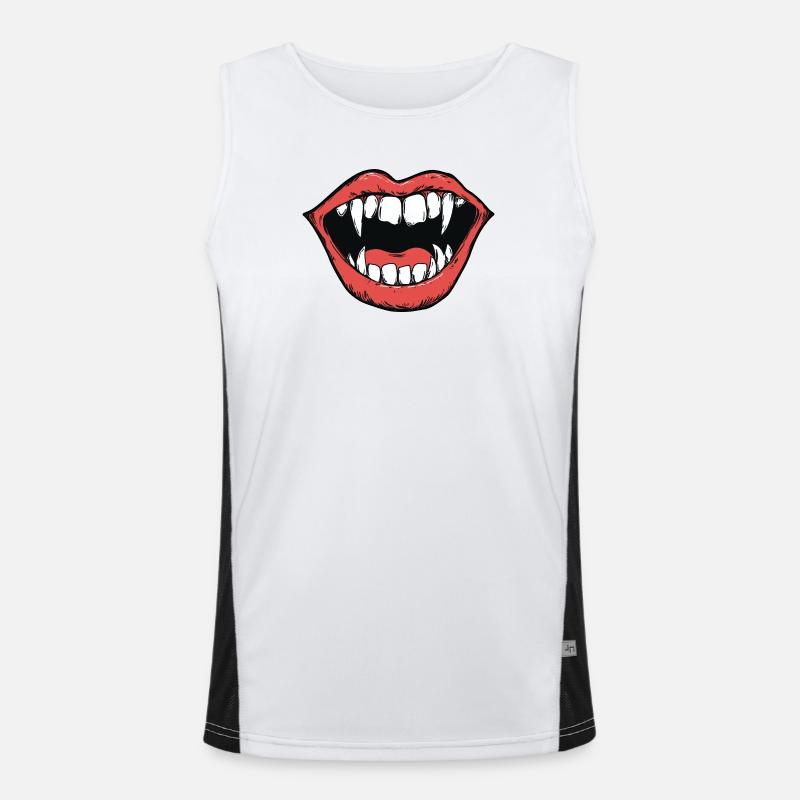 vampire mouth, sharp teeth, bite Men's Functional Contrast Tank Top 
