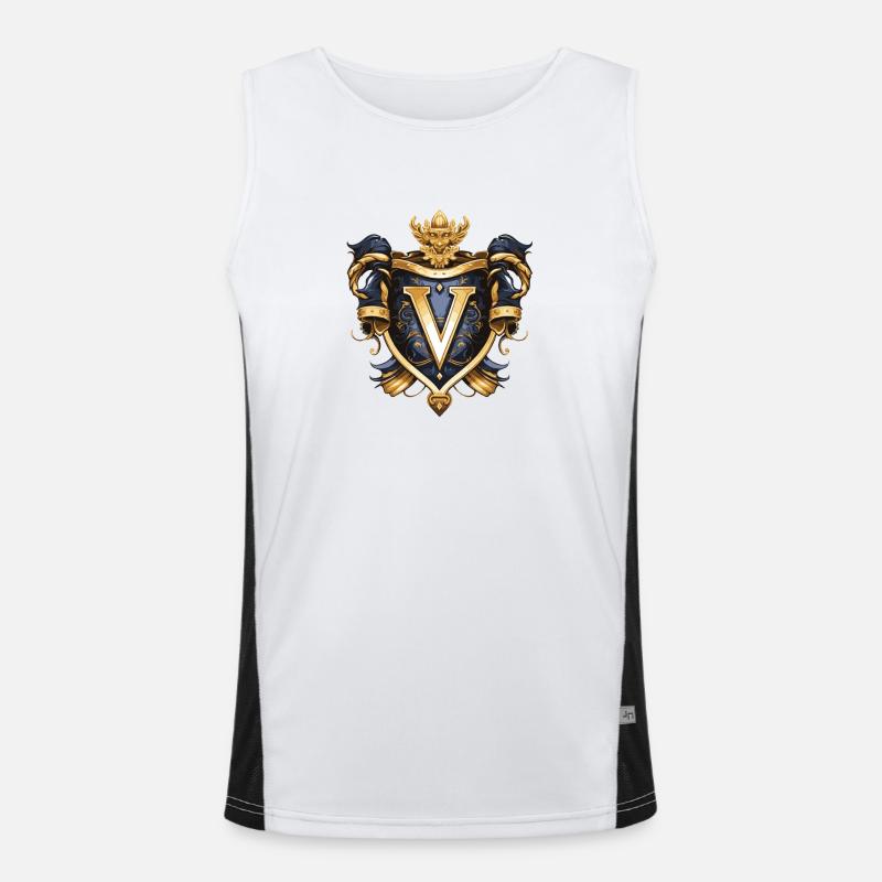 V Letter Name Crown Men's Functional Contrast Tank Top 