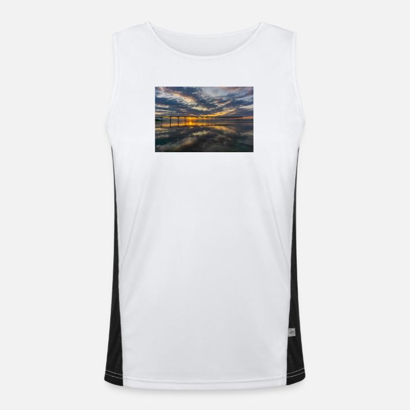 Reflets de la jetée du coucher de soleil Débardeur respirant contrasté Homme 