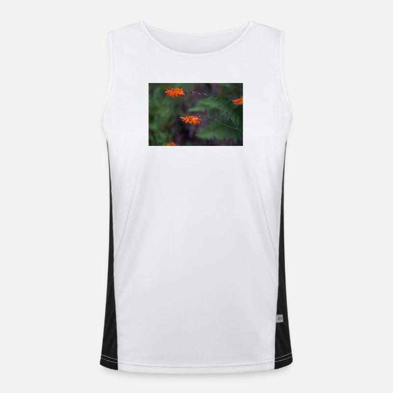 Orange Bloom on Arching Stem Men's Functional Contrast Tank Top 