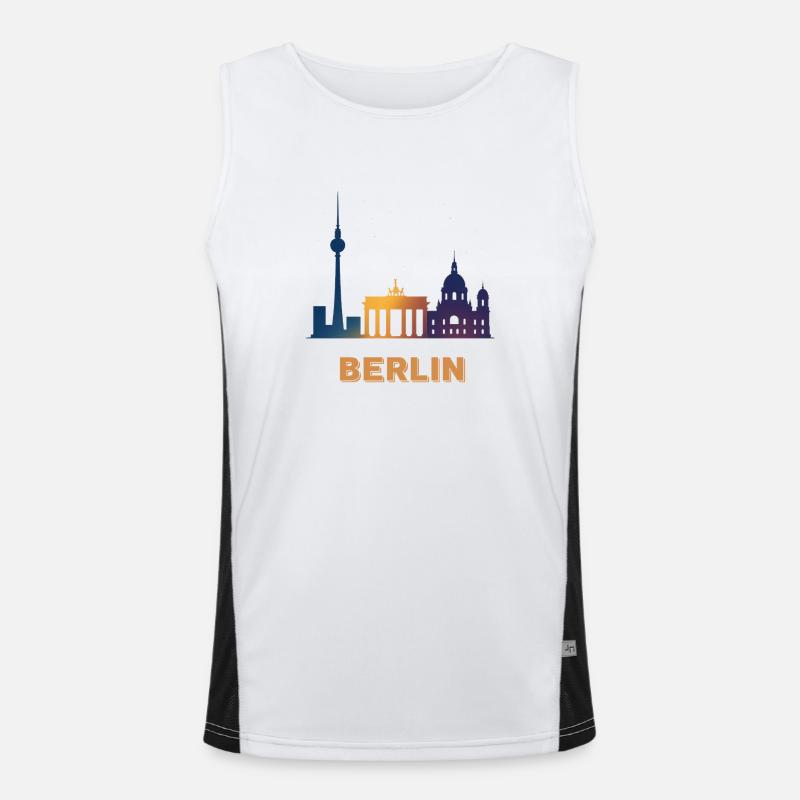 Berliner Skyline Farbverlauf Funktionelles Kontrast-Tank Top für Männer 