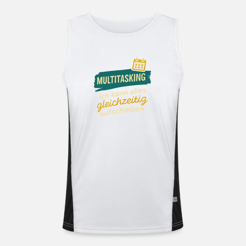 Multitasking – Postpone everything at once - Men's Functional Contrast Tank Top  - white/black