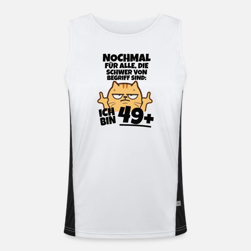 Ich bin 49 plus Mittelfinger Funktionelles Kontrast-Tank Top für Männer 