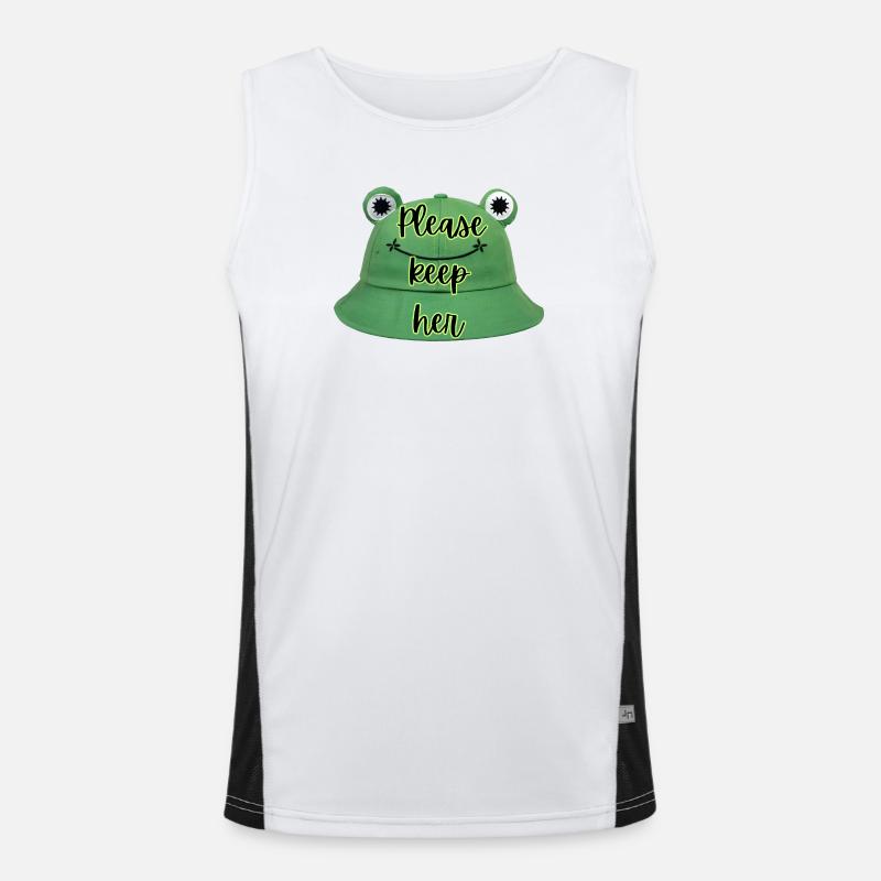 Please keep here - Frog hat - Men's Functional Contrast Tank Top  - white/black