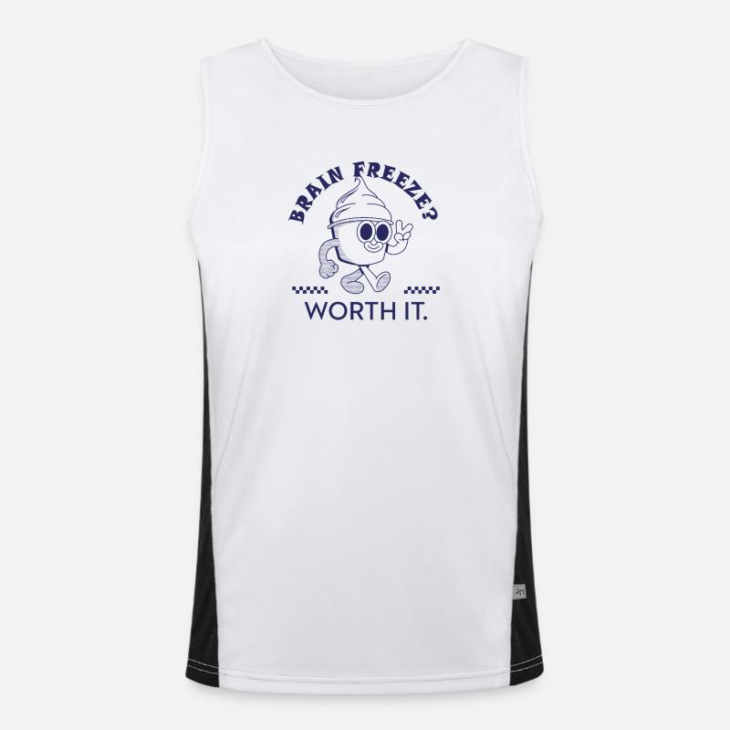 Brain Freeze Worth It – Lustiges Eiscreme Design Funktionelles Kontrast-Tank Top für Männer 