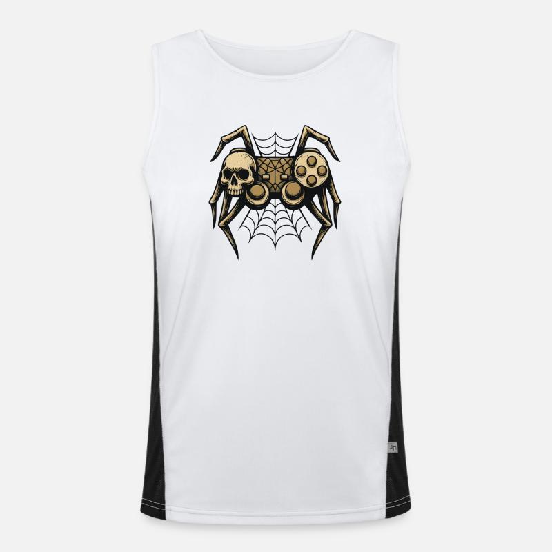 Skull Spider with Controller - Men's Functional Contrast Tank Top  - white/black