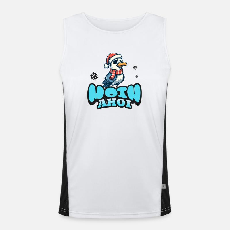 Moin Ahoi mit Möwe Funktionelles Kontrast-Tank Top für Männer 