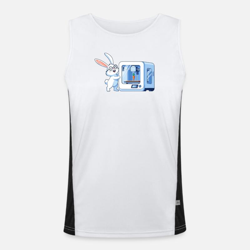 Funny Rabbit Nerd Programmer 3D Printer Men's Functional Contrast Tank Top 