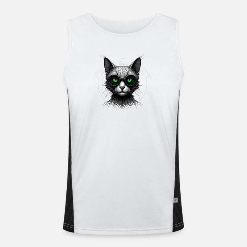 Chat geek codeur informatique au regard vert Débardeur respirant contrasté Homme 