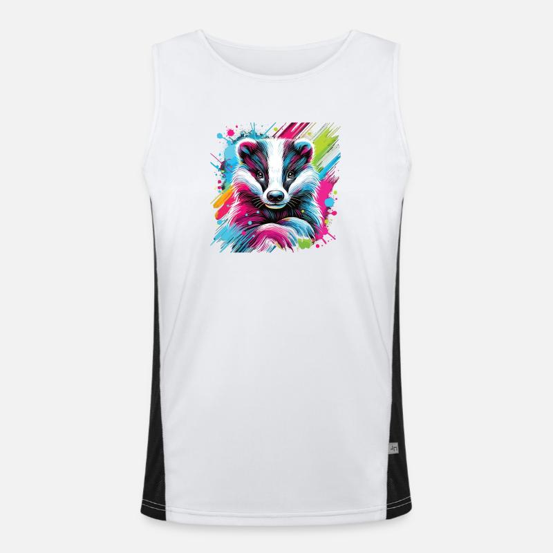 Neon Badger Splash Art Men's Functional Contrast Tank Top 