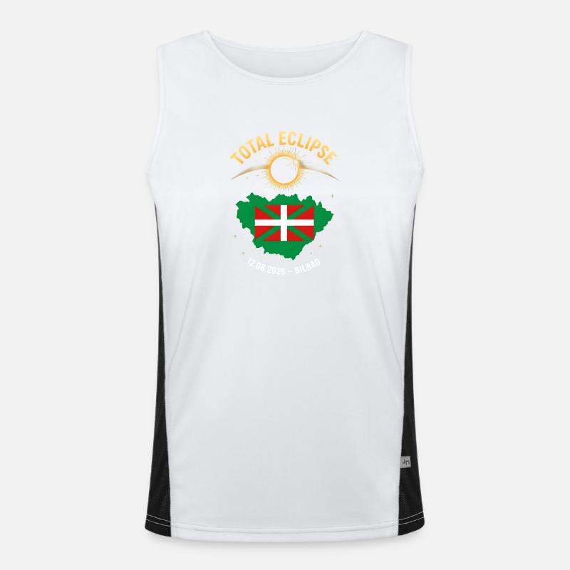 Total Solar Eclipse Bilbao 2026 - Men's Functional Contrast Tank Top  - white/black