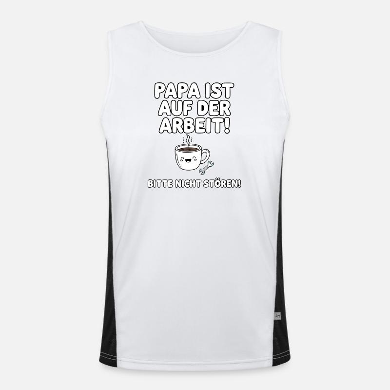 Dad is at work coffee humor Men's Functional Contrast Tank Top 