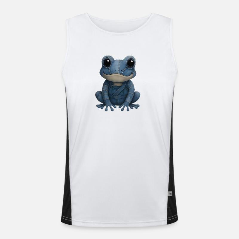 Denim Patchwork Frog - Men's Functional Contrast Tank Top  - white/black