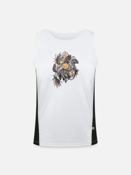 Noir Blossoms Accents d’orange - Débardeur respirant contrasté Homme  - blanc/noir - Devant