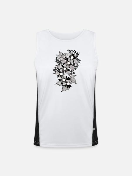 Schwarzweiß Blumenspirale - Funktionelles Kontrast-Tank Top für Männer  - Weiß/Schwarz - Vorne