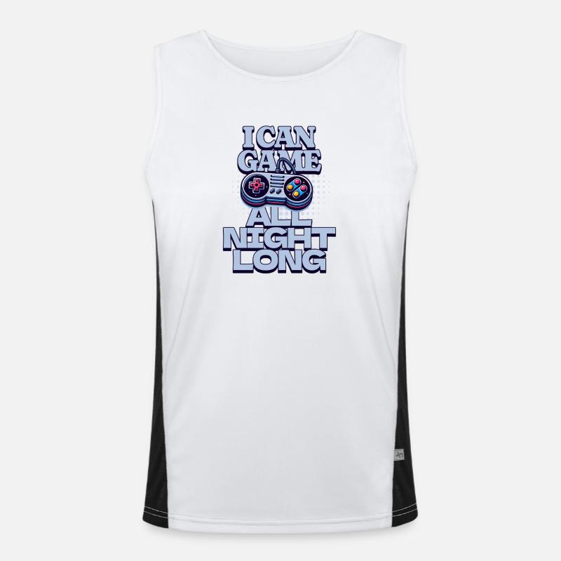 I Can Game All Night Long Retro Gaming Men's Functional Contrast Tank Top 
