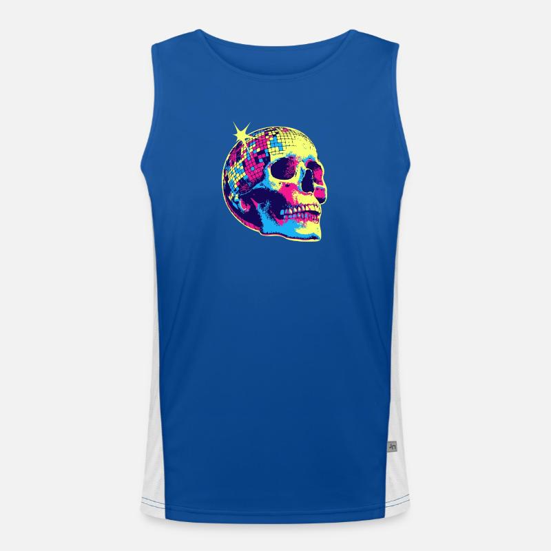 Neon Disco Totenschädel Funktionelles Kontrast-Tank Top für Männer 