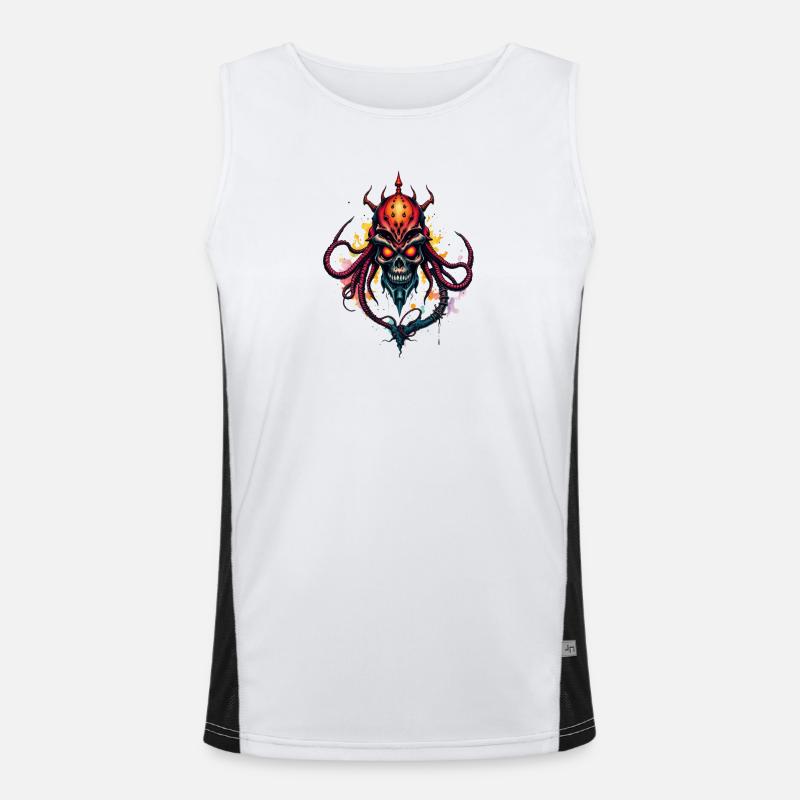 Tentakelskull Horror Kunst Druck Funktionelles Kontrast-Tank Top für Männer 