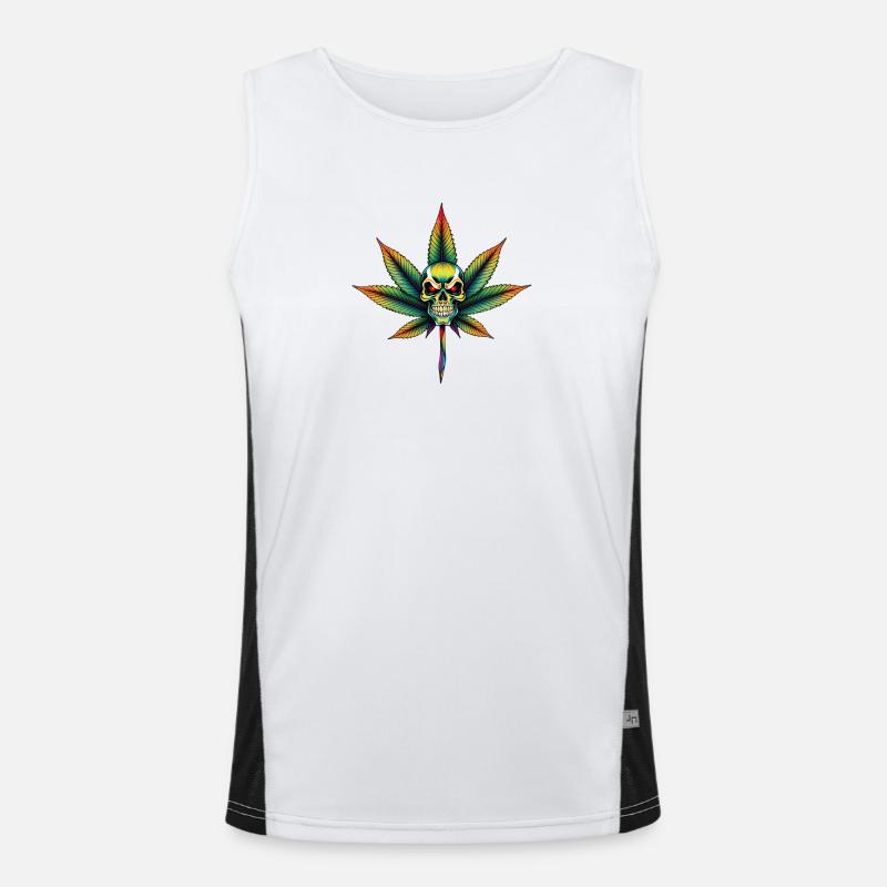 Regenbogen Schädel Cannabis Blatt Funktionelles Kontrast-Tank Top für Männer 