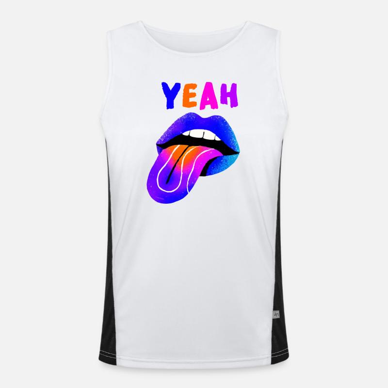 Vibrant Lips YEAH Pop Art Men's Functional Contrast Tank Top 