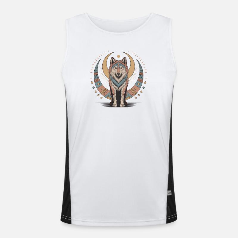 Boho Wolf - Men's Functional Contrast Tank Top  - white/black