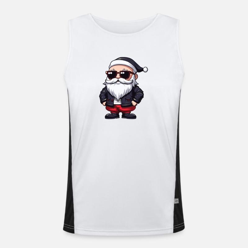 Weihnachtsmann Comic Santa Funktionelles Kontrast-Tank Top für Männer 