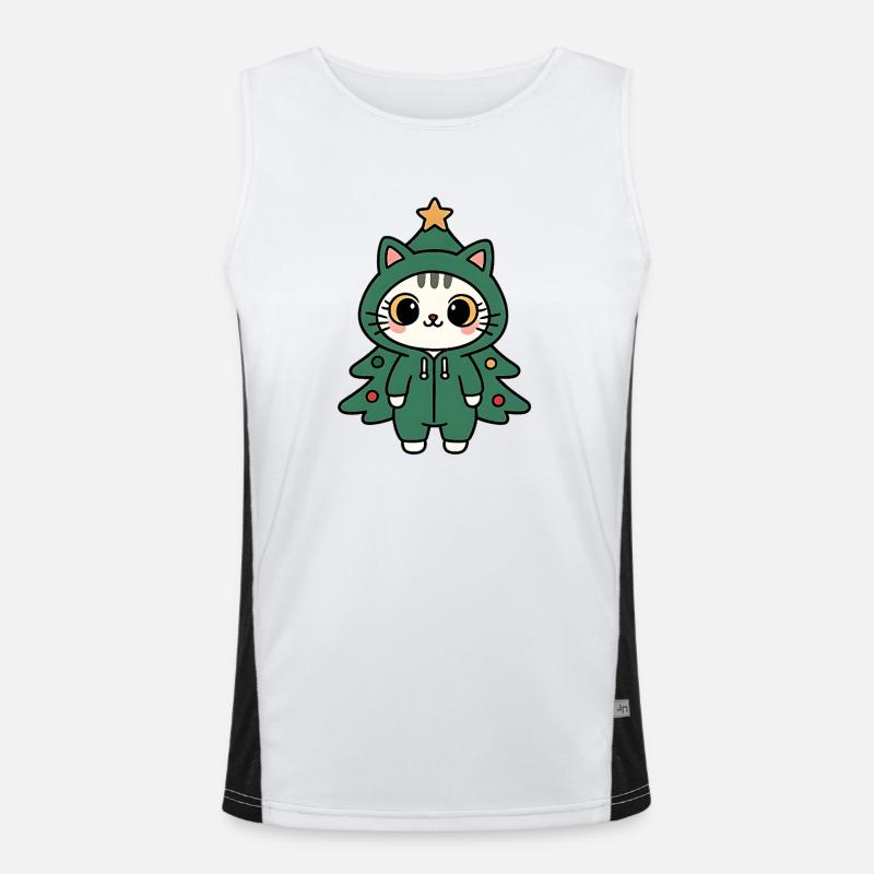 Kätzchen Tannenbaum Kostüm Funktionelles Kontrast-Tank Top für Männer 