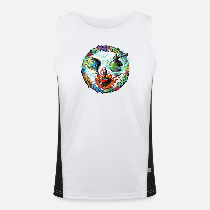 Yoyo Fire Graffiti Circle Men's Functional Contrast Tank Top 