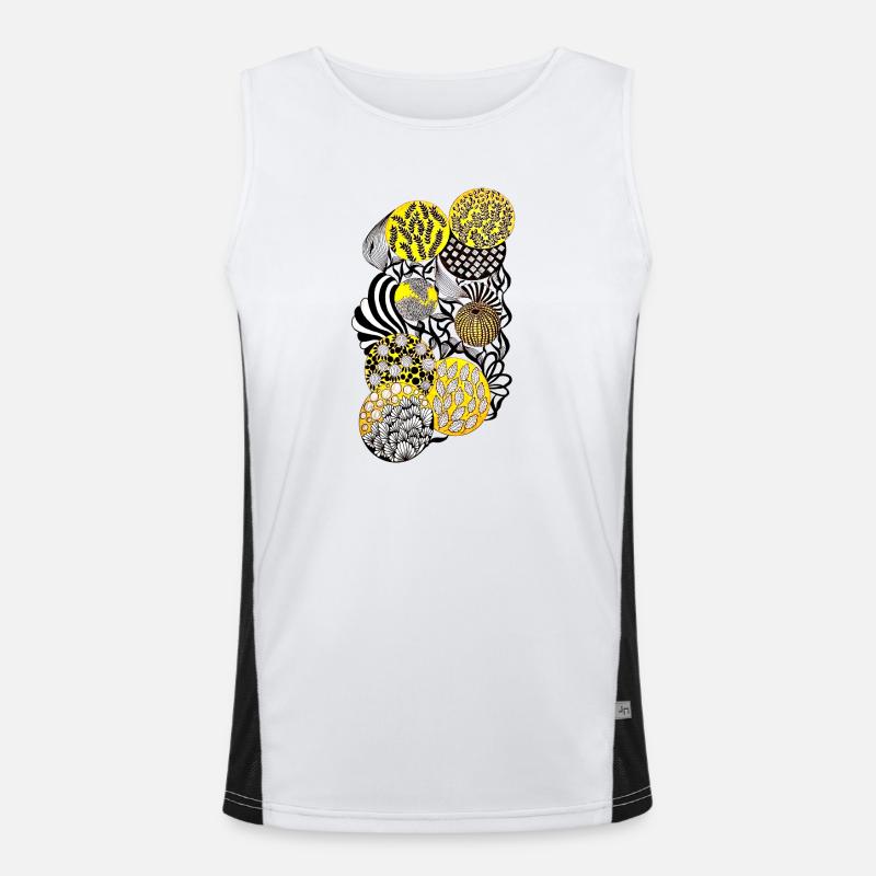 Luminous Circle Patterns Botany - Men's Functional Contrast Tank Top  - white/black