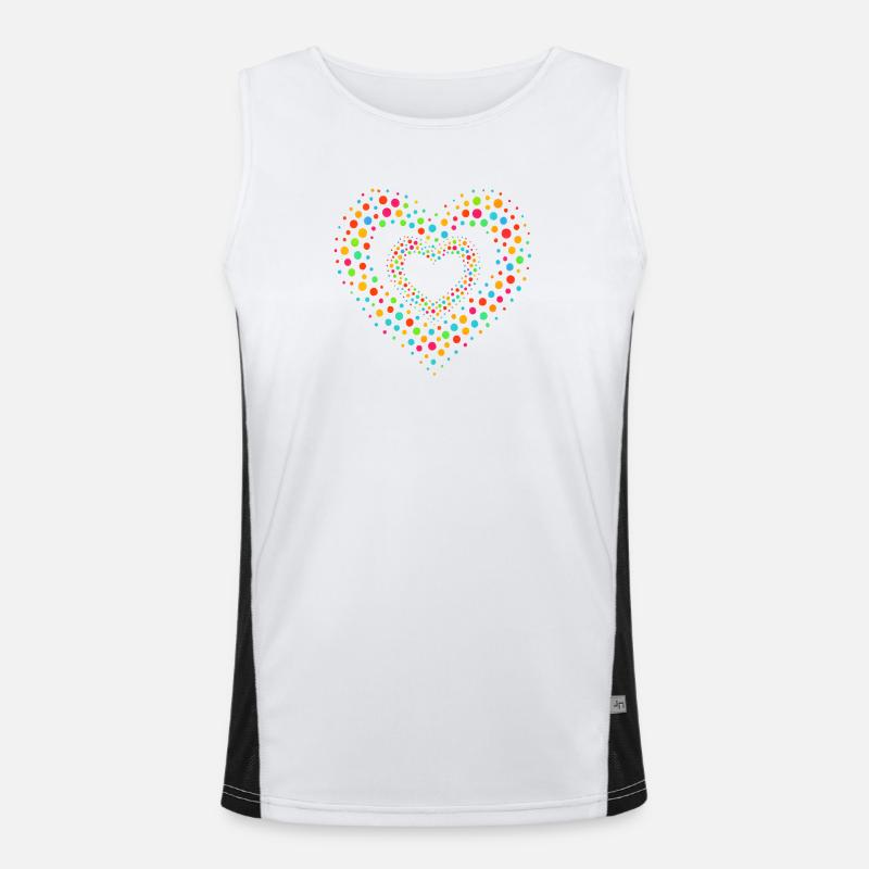 Rainbow Dot Heart Pattern Tee Men's Functional Contrast Tank Top 