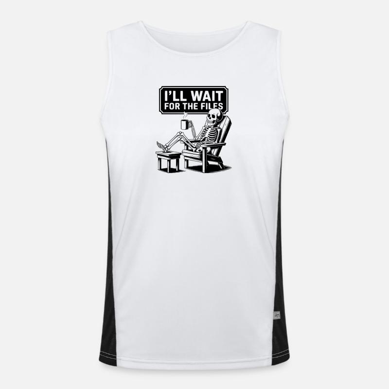 Waiting Skeleton Meme Project Manager Office - Men's Functional Contrast Tank Top - white/black