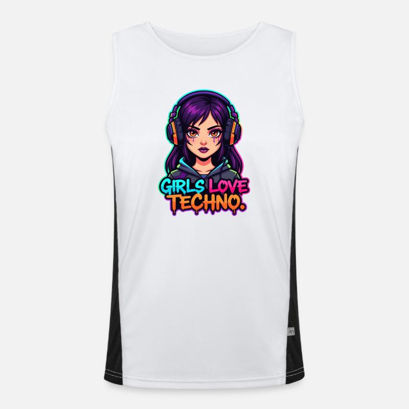 Techno Neon Mädchen Funktionelles Kontrast-Tank Top für Männer 