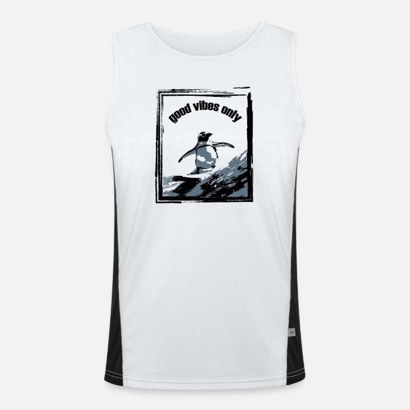 Impression d’art sur la planche de surf pingouin Débardeur respirant contrasté Homme 