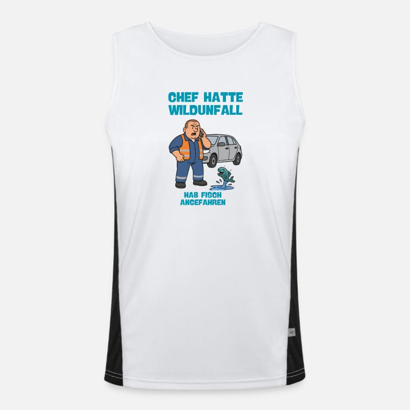Chief: Wildlife accident with fish Men's Functional Contrast Tank Top 