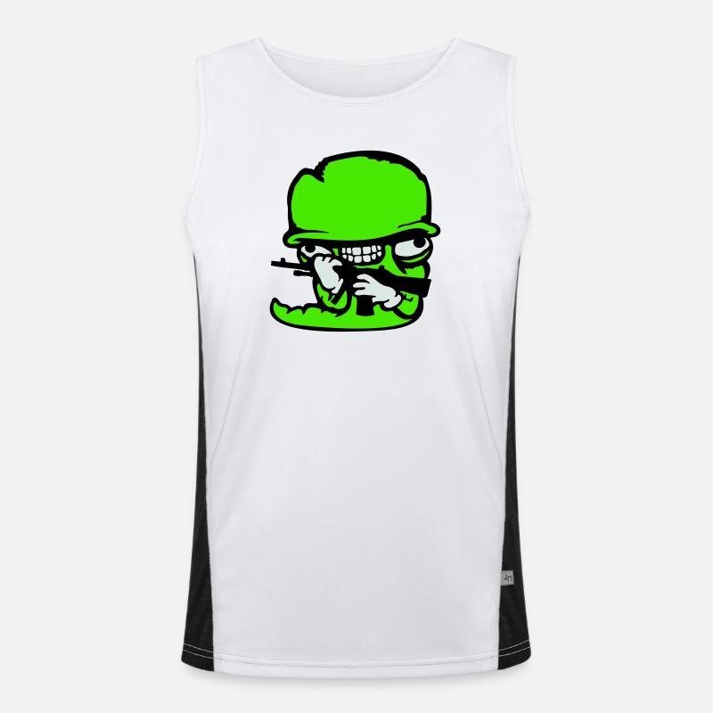 Worm Soldier Crazy Helmet Weapon Aggressive Wild Fun Men's Functional Contrast Tank Top 