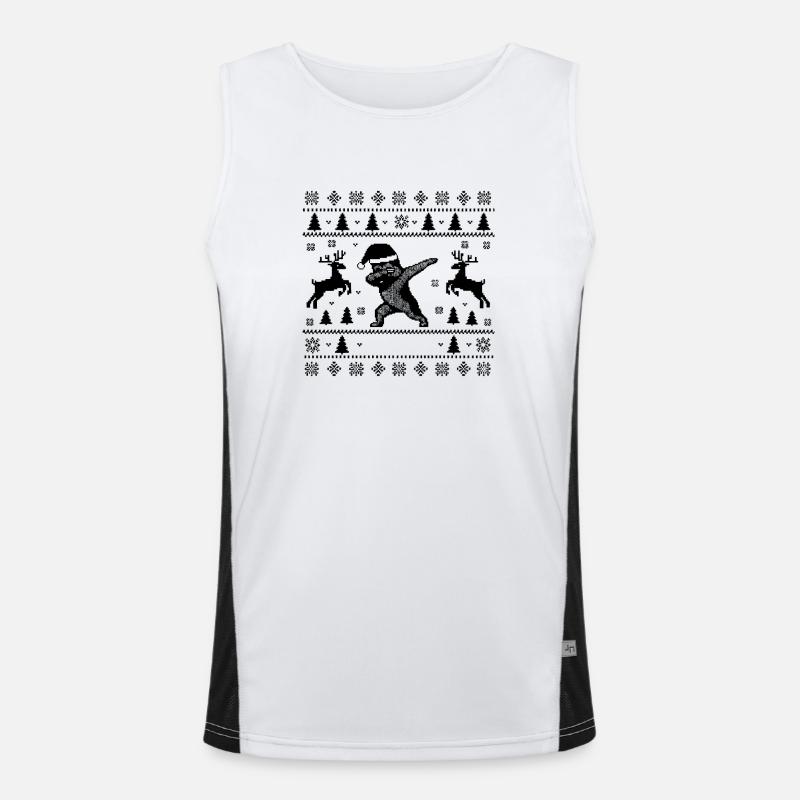 Dabbing German Shepherd Christmas Man Men's Functional Contrast Tank Top 
