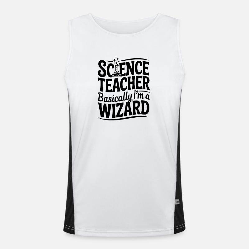 Science Teacher Basically I’m a Wizard - Men's Functional Contrast Tank Top  - white/black
