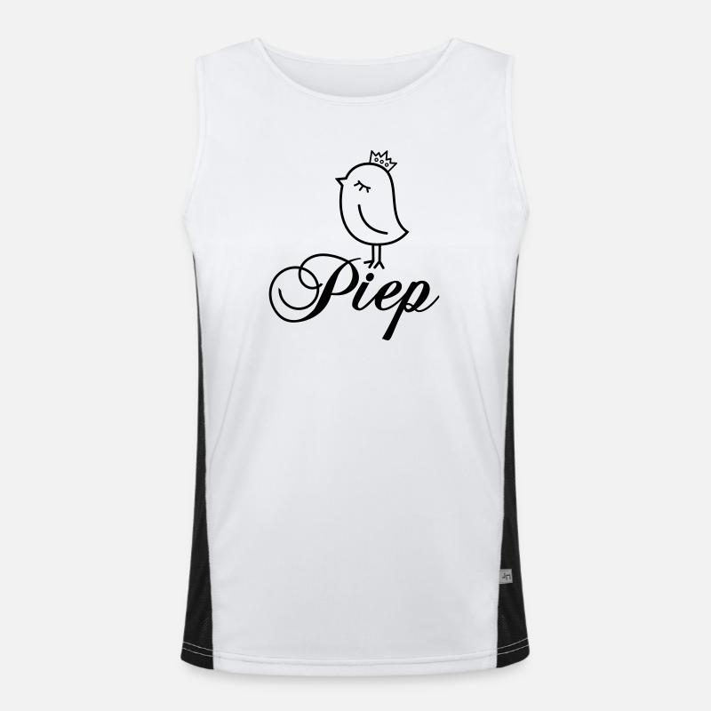 Spatz Piep mit Krone – Piepmatz Vogel Cartoon Funktionelles Kontrast-Tank Top für Männer 