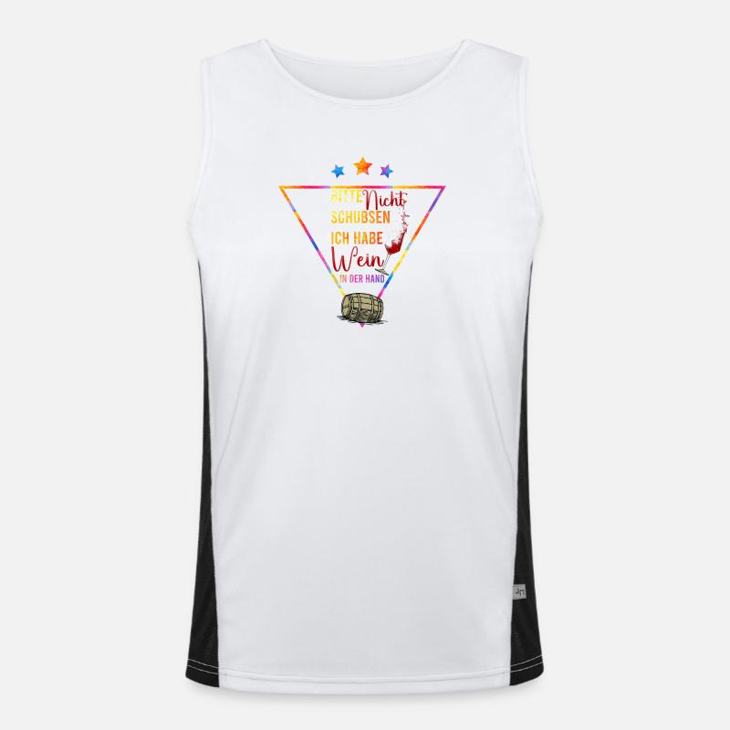 Please Don't Push Wine In Hand - Men's Functional Contrast Tank Top - white/black