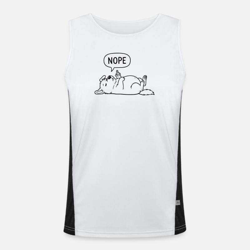 Nope Dog | Funny Middle Finger Statement Men's Functional Contrast Tank Top 
