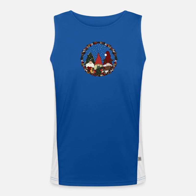 Wichtel  im Weihnachtskranz Funktionelles Kontrast-Tank Top für Männer 