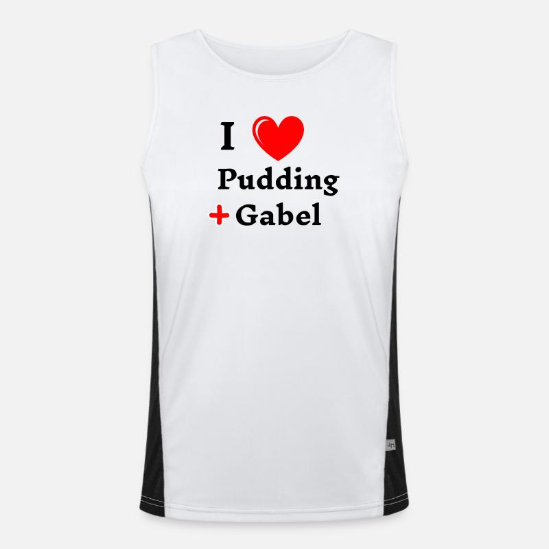 I liebe Pudding und Gabel pudding mit gabel essen  Funktionelles Kontrast-Tank Top für Männer 
