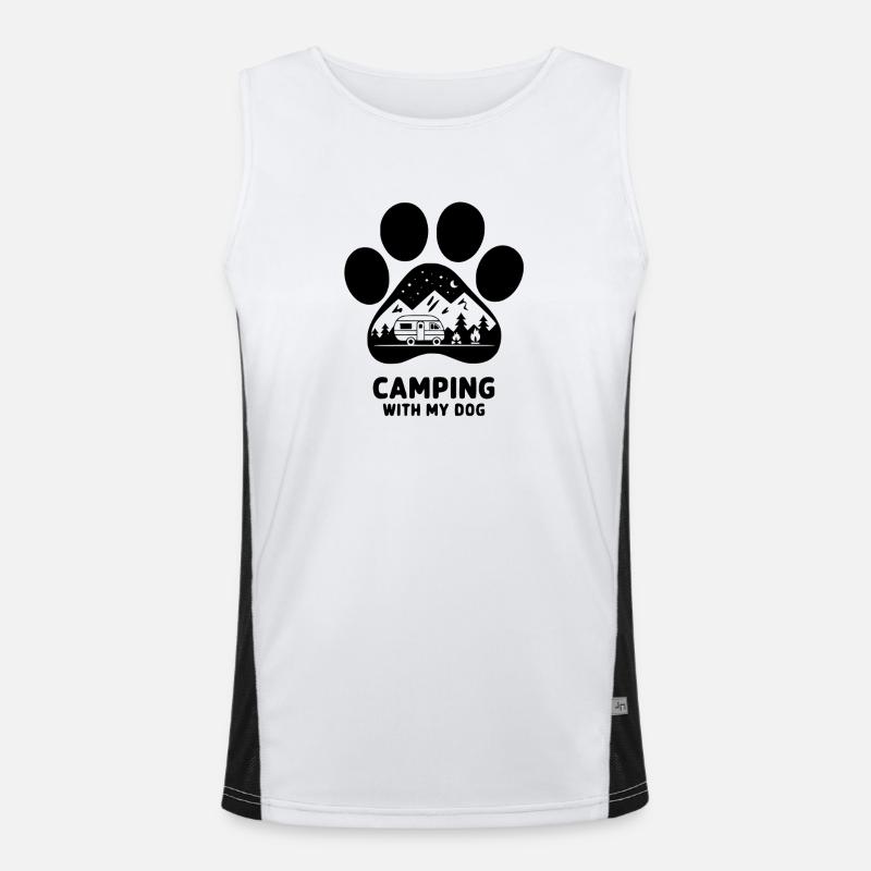 Camping avec mon chien campeur Débardeur respirant contrasté Homme 