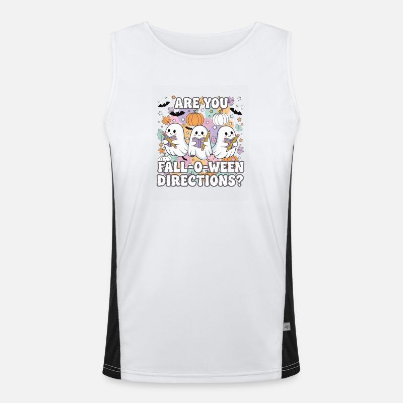 Fall-O-Ween Ghosts Reading - Men's Functional Contrast Tank Top  - white/black